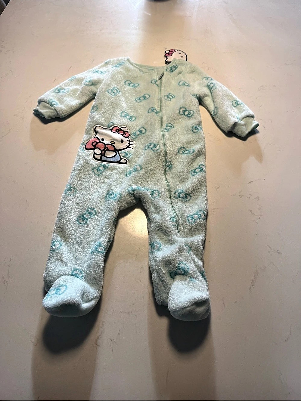 Sanrio Hello Kitty Fleece Footed Sleeper Blue & White Baby 3-6M